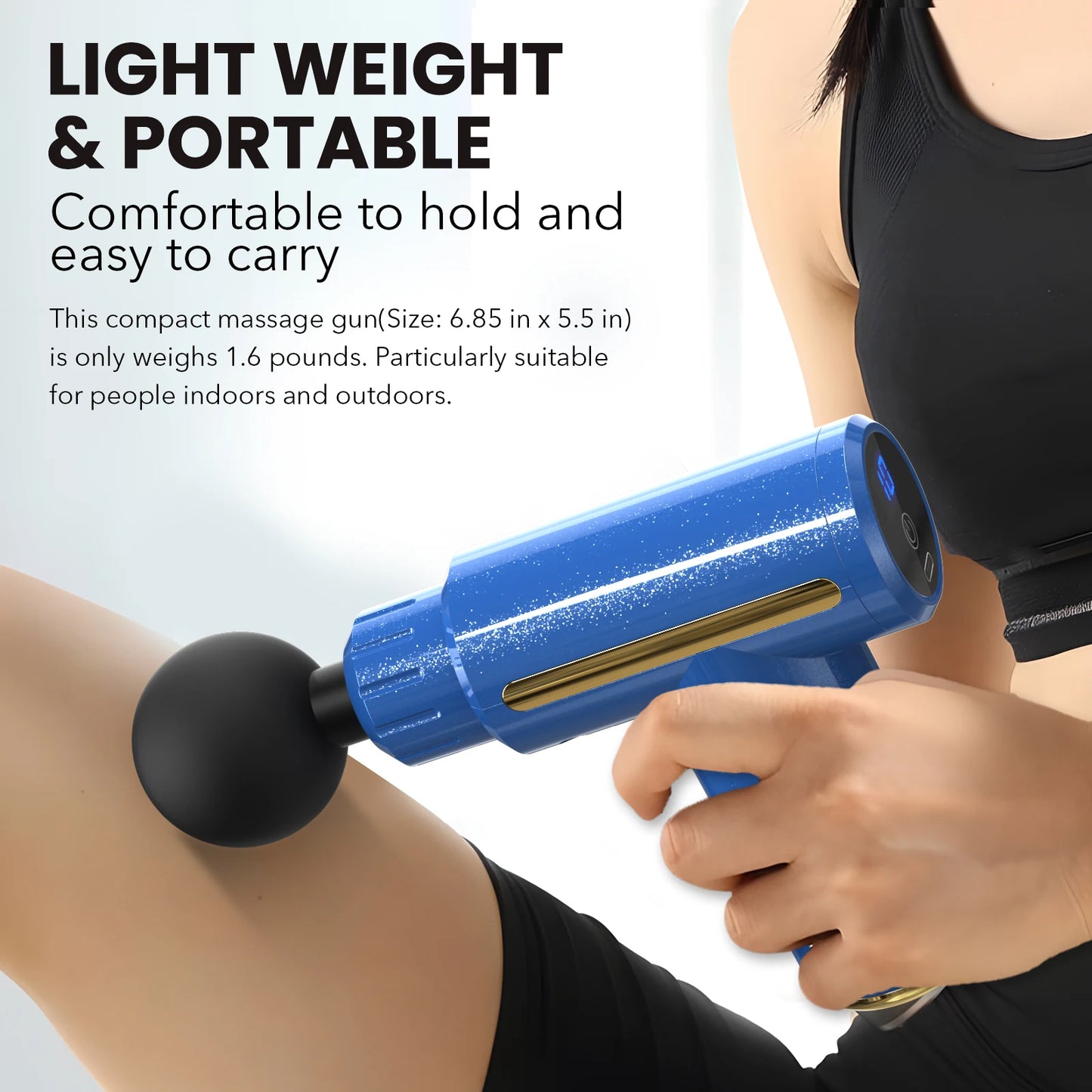 Portable Fascia Gun Tissue Massager Mini Lightweight Body Massage with LED Touch Screen 4 Replaceable Massage Heads