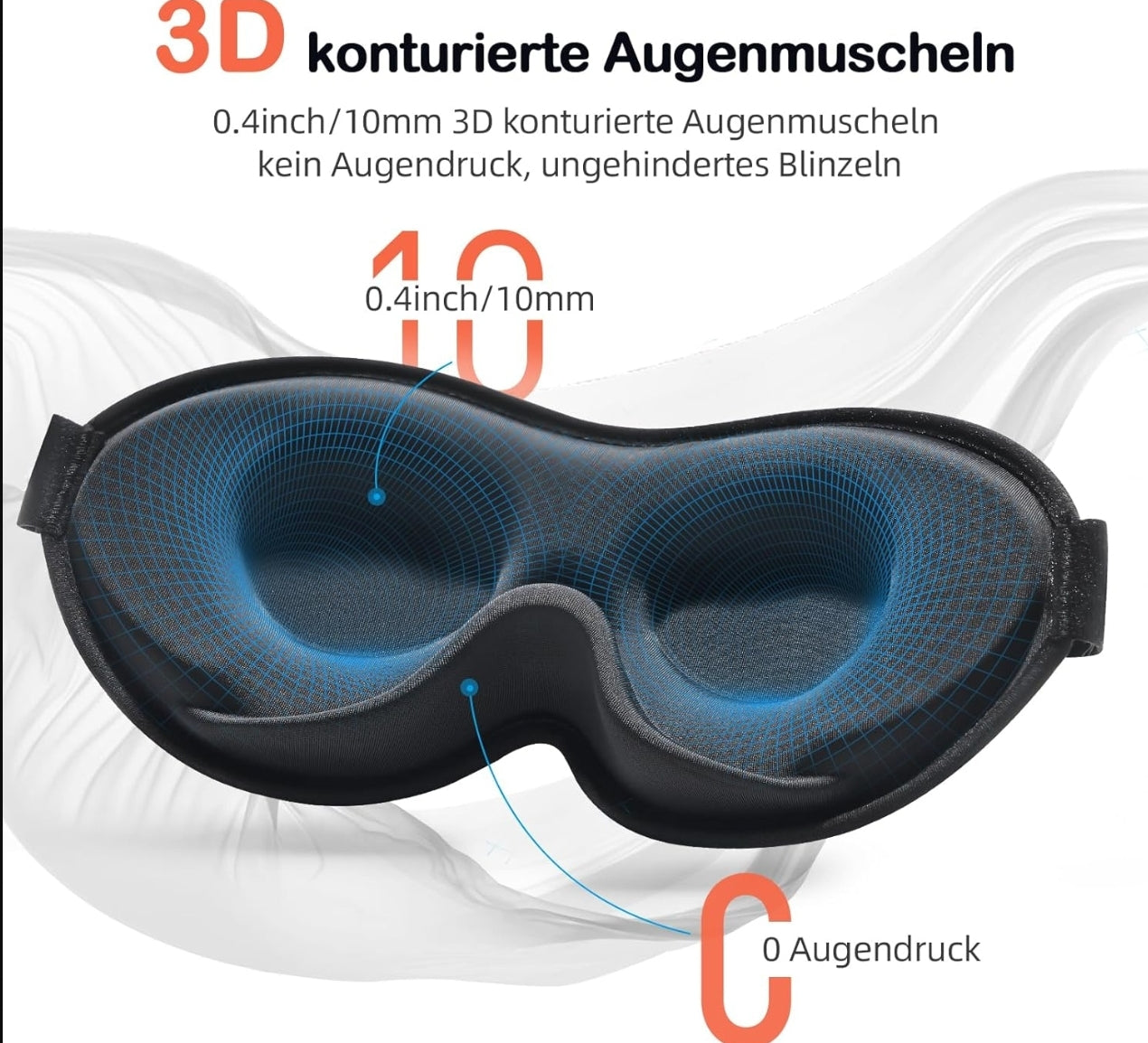 INNELO Schlafmaske Für Herren Frauen, 2024 Bequeme Atmungsaktive 3D Augenmaske, Mit Tiefen Augenhöhlen Und Erhöhten Nasenpads, 100％ Lichtblockierende Schlafbrille Mit Memory Foam Für Reisen, Schwarz